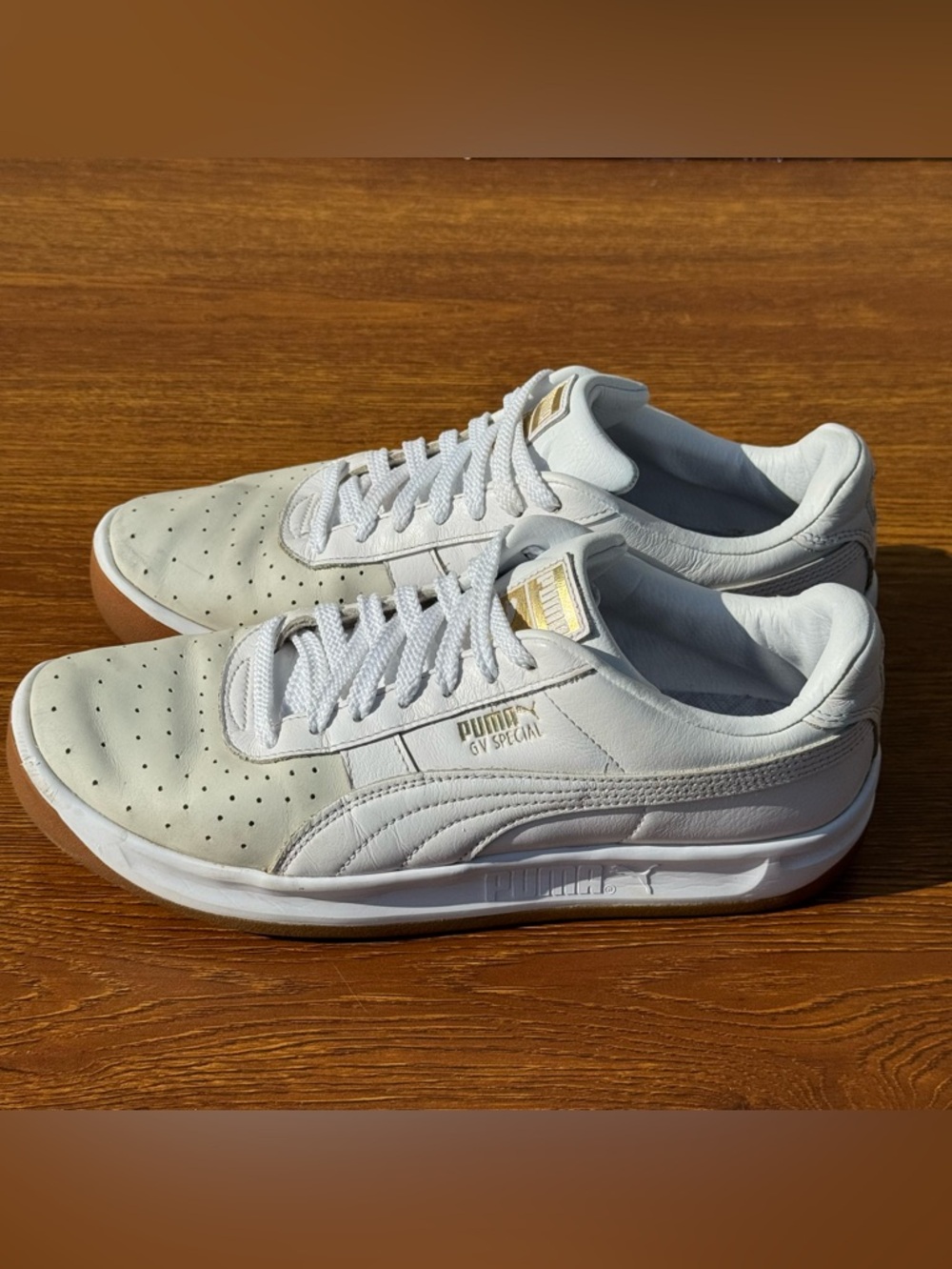 Puma GV Special White Leather Sneakers Men’s US 10.5 Gum Sole Casual Shoes - Picture 2 of 11